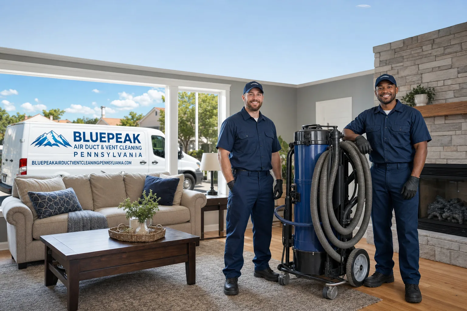 Bluepeak Air Duct & Vent Cleaning Pennsylvania service vehicle and crew in Pennsylvania, PA